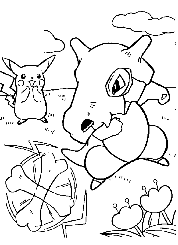 coloriage pokemon pikachu et dino